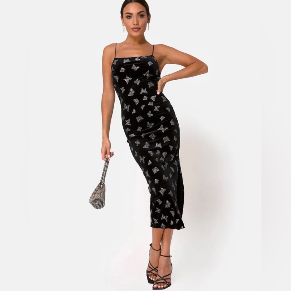 NWT Motel Rocks velvet sparkle butterfly dress
